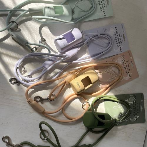 Leash & Waste bag holder set