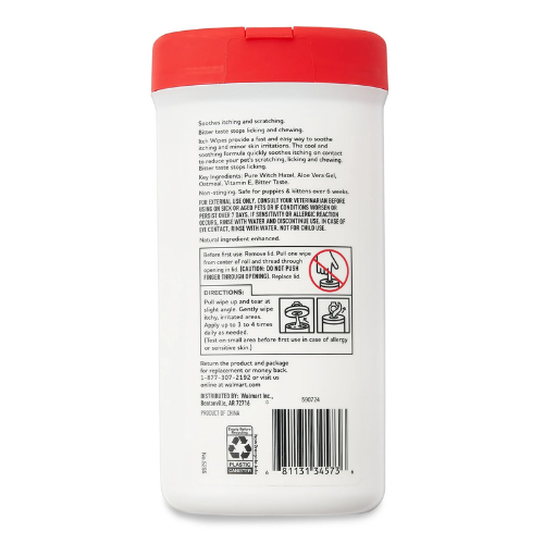 Toallitas para la Picazón con Aloe para Perros y Gatos, 30 Unidades