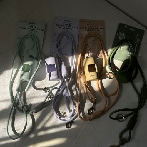 Leash & Waste bag holder set