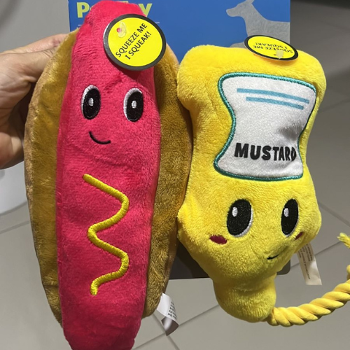 Peluche hot dog + mostaza
