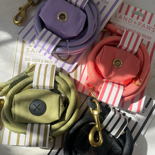 Leash & Waste bag holder set