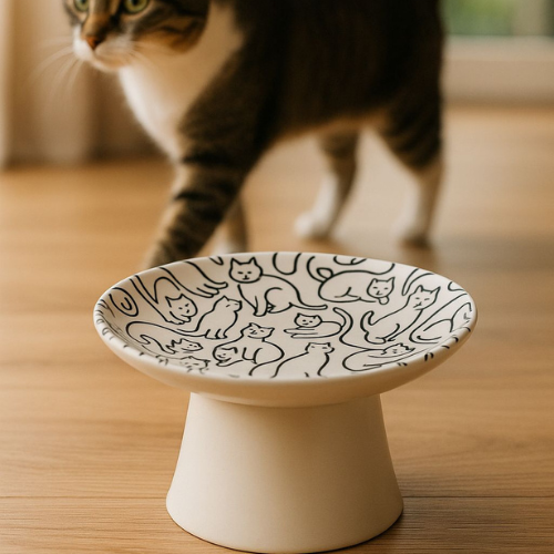 Plato elevado cerámica para gato